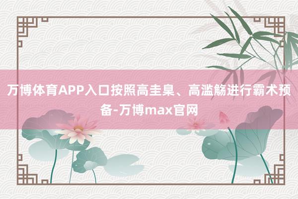 万博体育APP入口按照高圭臬、高滥觞进行霸术预备-万博max官网