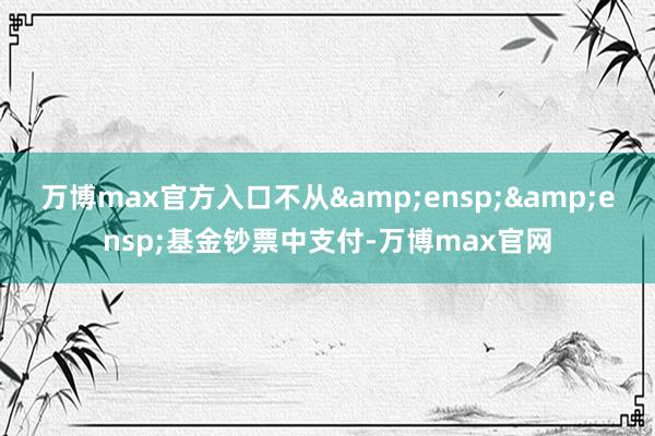 万博max官方入口不从&ensp;&ensp;基金钞票中支付-万博max官网