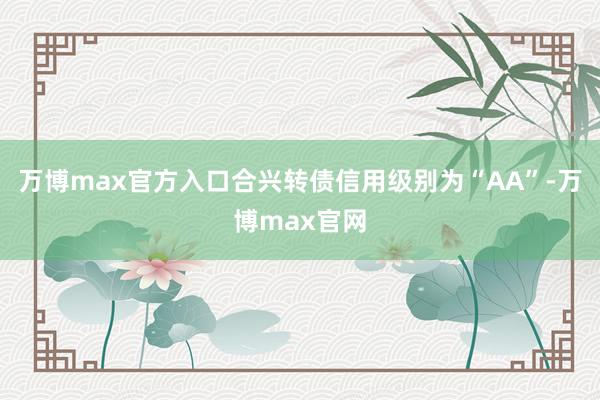 万博max官方入口合兴转债信用级别为“AA”-万博max官网